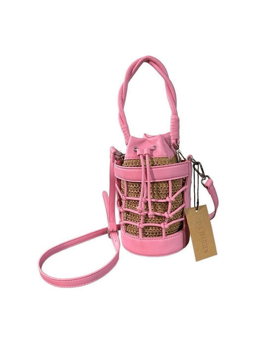 Steve Madden Handbags - Steve Madden Pink Nat Fondant Blochan Crossbody Bucket Bag Top Handle Purse NWT
